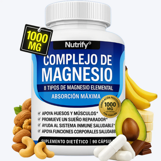 Magnesium Complex Supplement 8 Elemental 1000mg - Magnesium Glycinate, Citrate, Malate, Taurate, Chelated for Easy Absorption for Bones, Muscle, Recovery, Energy, Vegan Non-GMO 90 Capsules